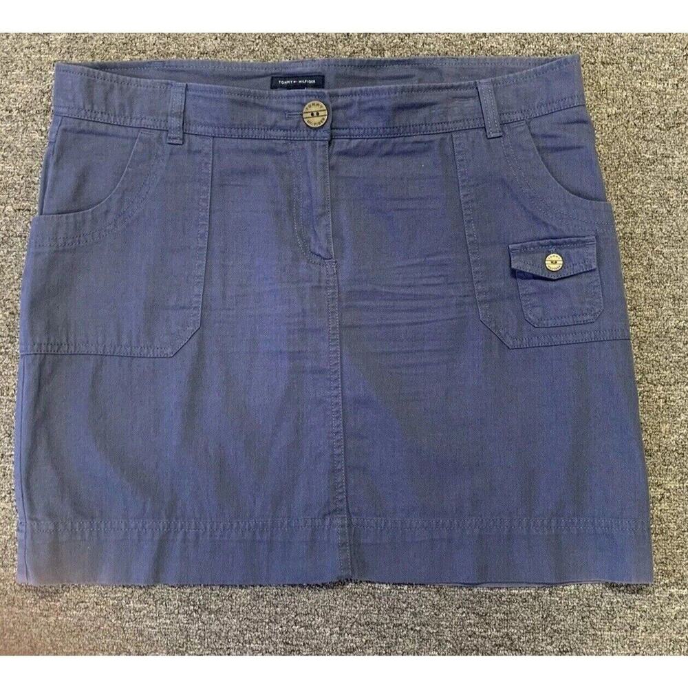 Tommy‎ Hilfiger cornflower blue mini skirt Womens size 12 pockets Y2K Pencil